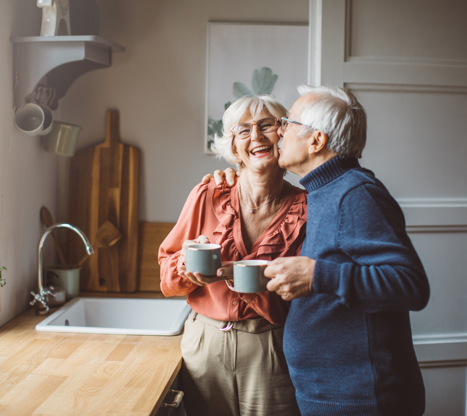Elderly woman in a comfortable home setting
